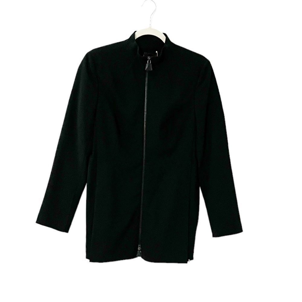 Akris Black Wool Coat Jacket 2 Way Zip Size 10